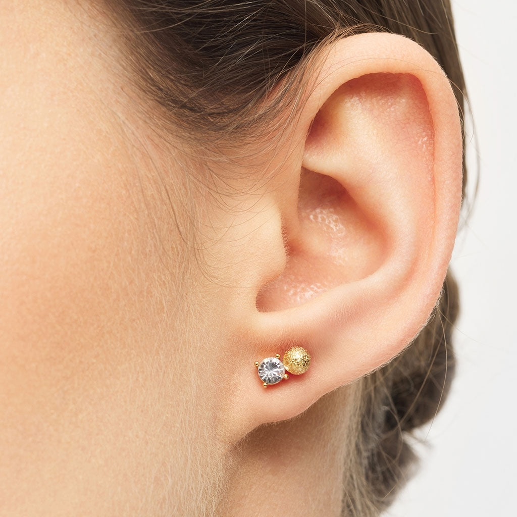 LULU Copenhagen Diamond Eye 1 stk Ear stud, 1 pcs Gold Plated/Crystal