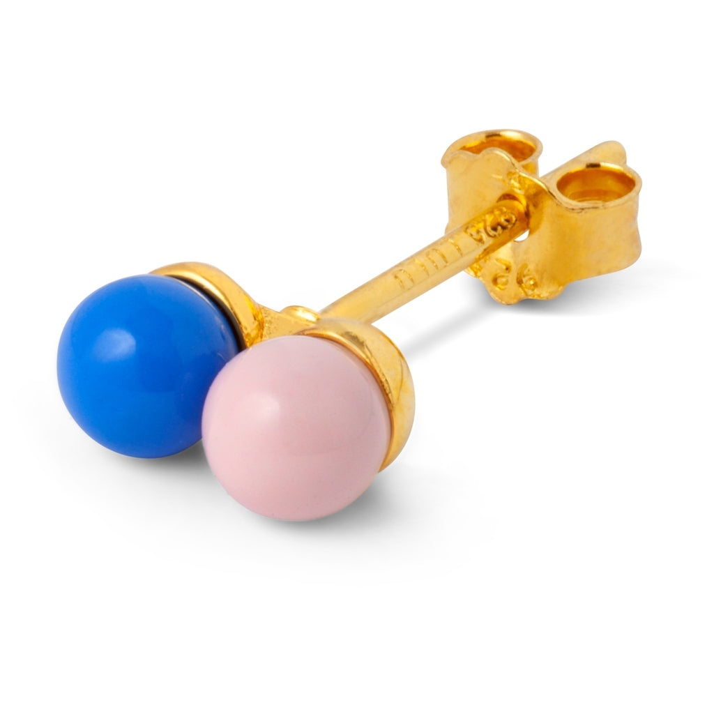 LULU Copenhagen Double Color Ball ørering 1 stk Ear stud, 1 pcs Blue/Light Pink