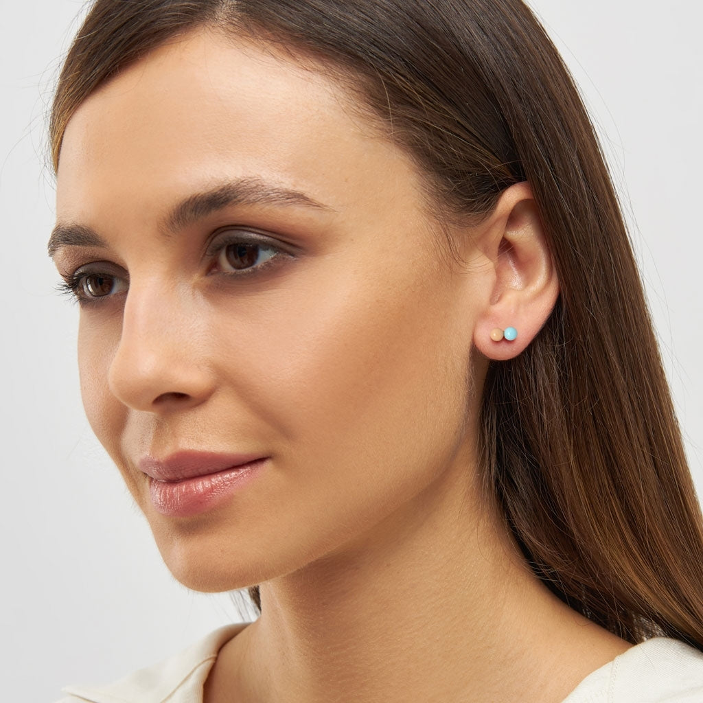 LULU Copenhagen Double Color Ball ørering 1 stk Ear stud, 1 pcs Mint/Dessert Mist