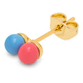 Double Color Ball ørering 1 stk - Light Blue - Coral Pink