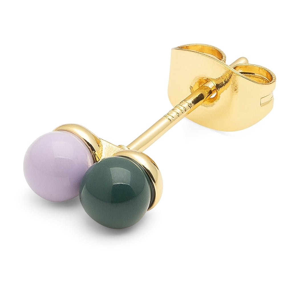 LULU Copenhagen Double Color Ball ørering 1 stk Ear stud, 1 pcs North Sea Green/Purple