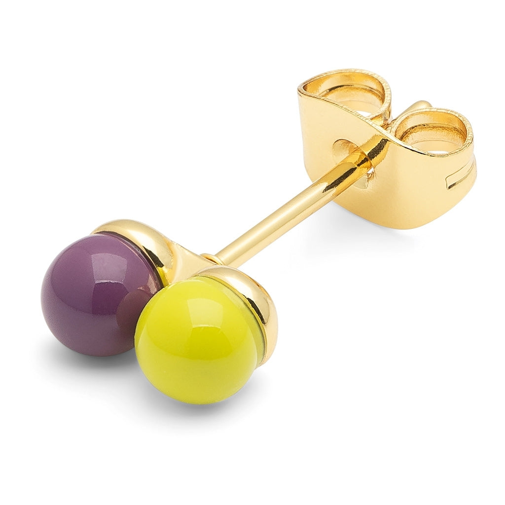 LULU Copenhagen Double Color Ball ørering 1 stk Ear stud, 1 pcs Wild Lime/Purple Harvest