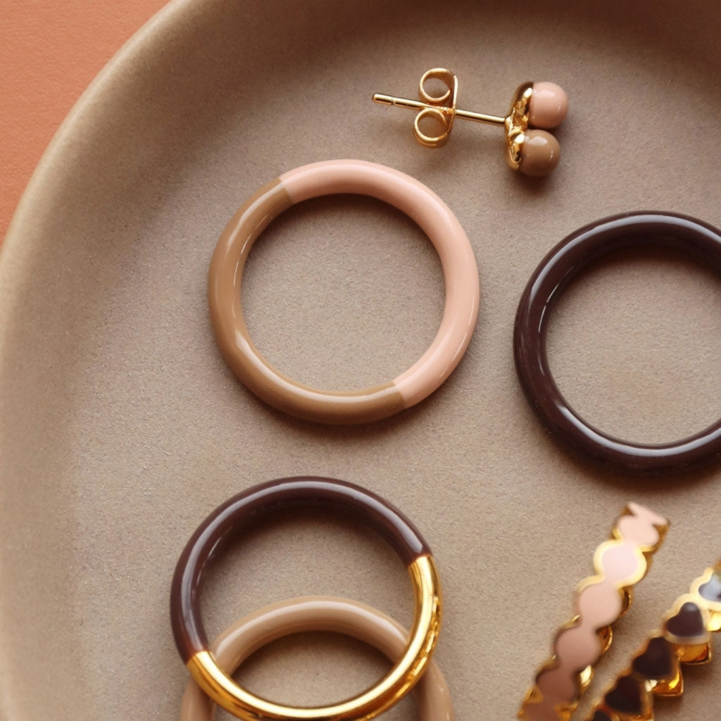 LULU Copenhagen Double Color Ring forgyldt Rings Cocoa Powder