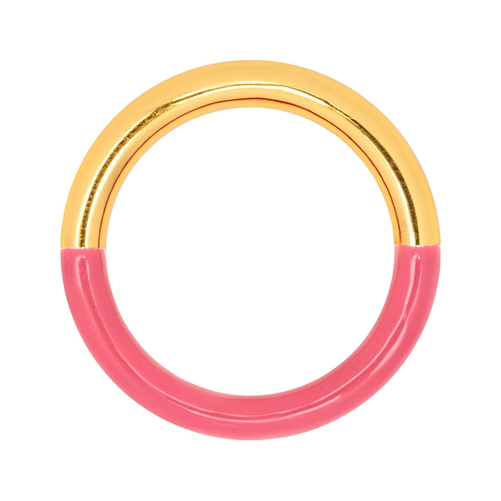 LULU Copenhagen Double Color Ring forgyldt Rings Gold/Coral Pink