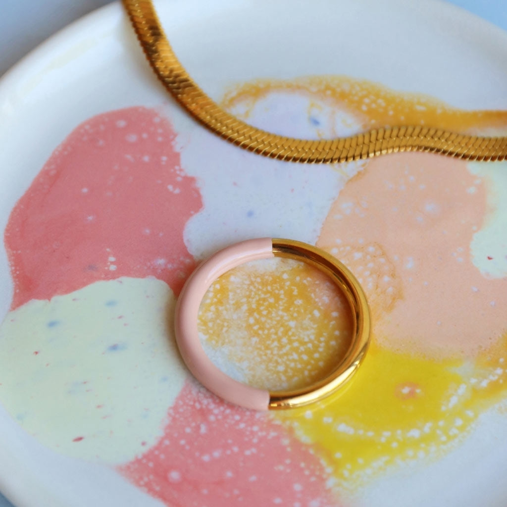 LULU Copenhagen Double Color Ring forgyldt Rings Gold/Silk Light Pink