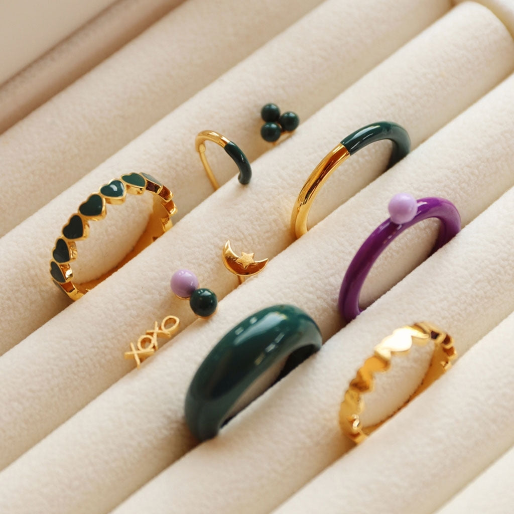 LULU Copenhagen Double Color Ring forgyldt Rings North Sea Green