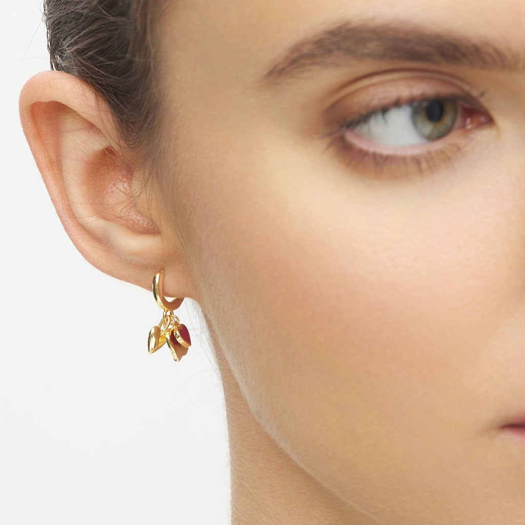 LULU Copenhagen Endless Love 1 stk - Forgyldt Ear stud, 1 pcs Passion Red