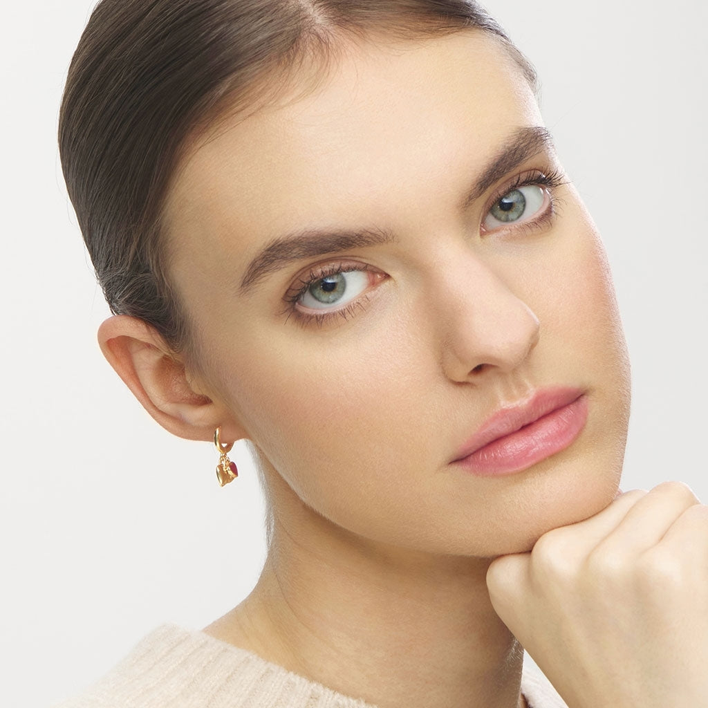 LULU Copenhagen Endless Love 1 stk - Forgyldt Ear stud, 1 pcs Passion Red
