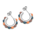 Flower Hoops Color Par forsølvet - Burnt Coral/Blue/Purple