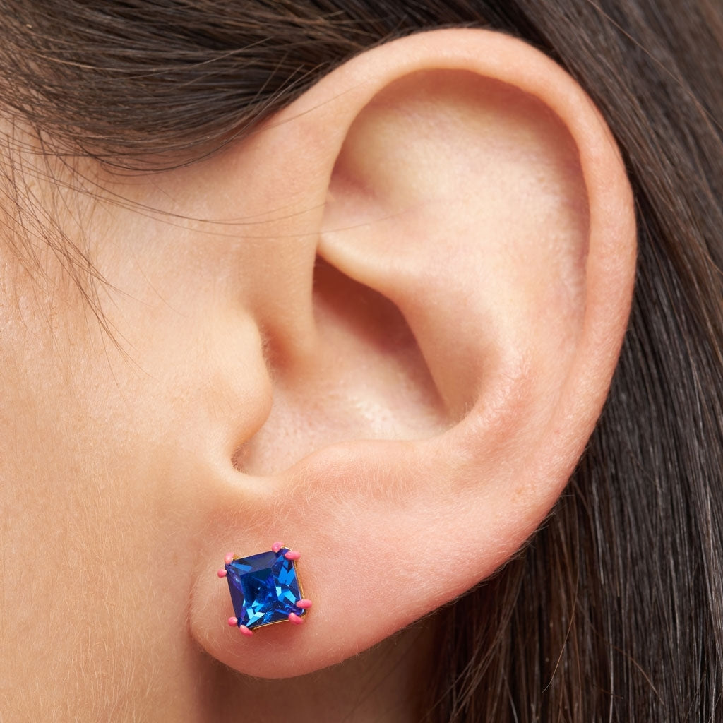 LULU Copenhagen Gala Crystal Bling ørering 1 stk Ear stud, 1 pcs Capri Blue/Pink