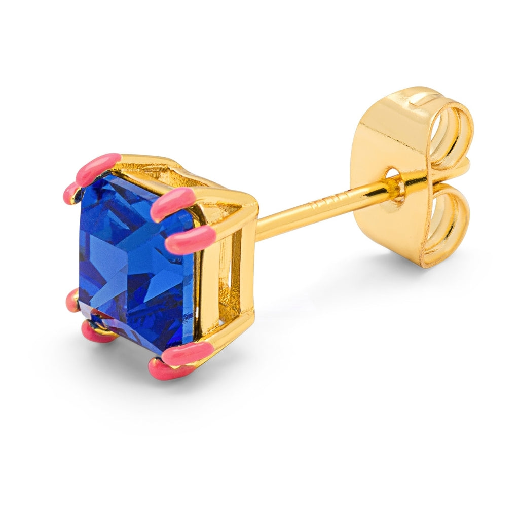 LULU Copenhagen Gala Crystal Bling ørering 1 stk Ear stud, 1 pcs Capri Blue/Pink