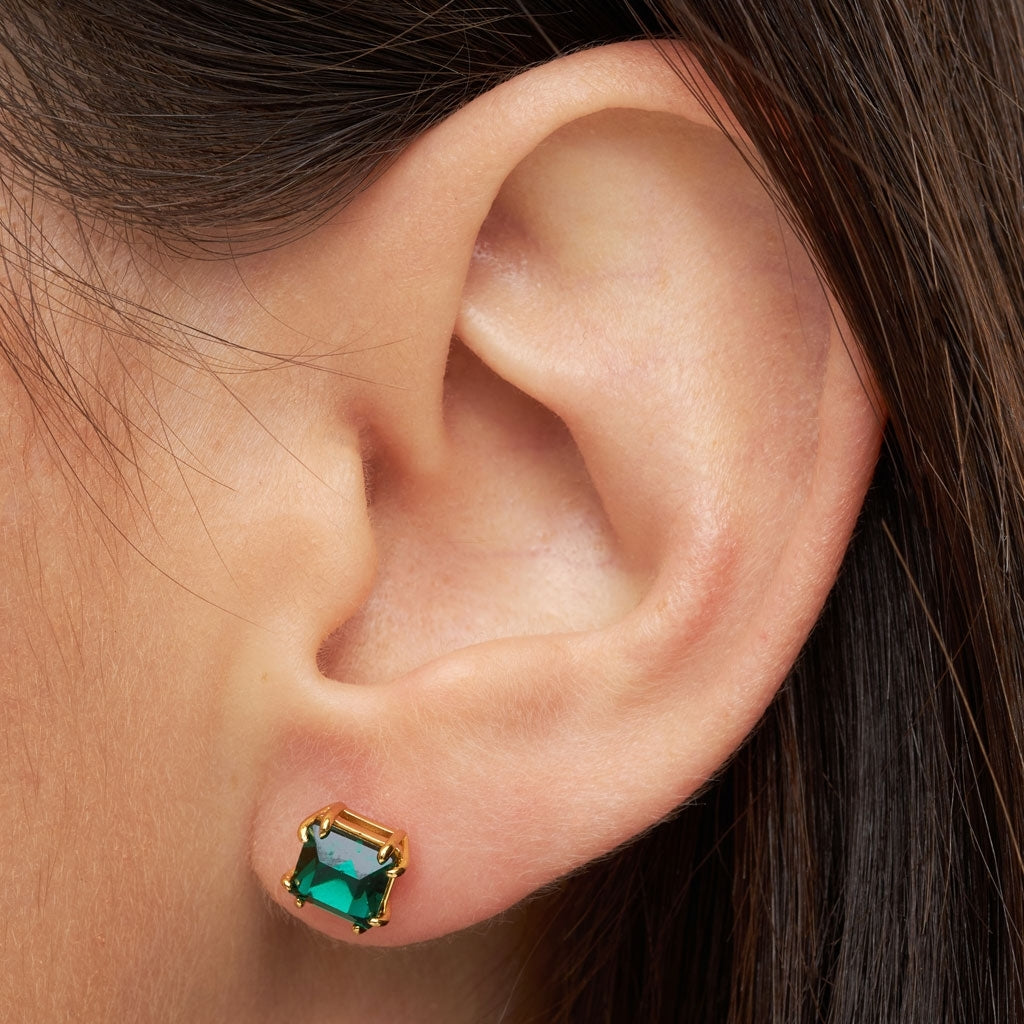 LULU Copenhagen Gala Crystal Bling ørering 1 stk Ear stud, 1 pcs Emerald/Gold Plated