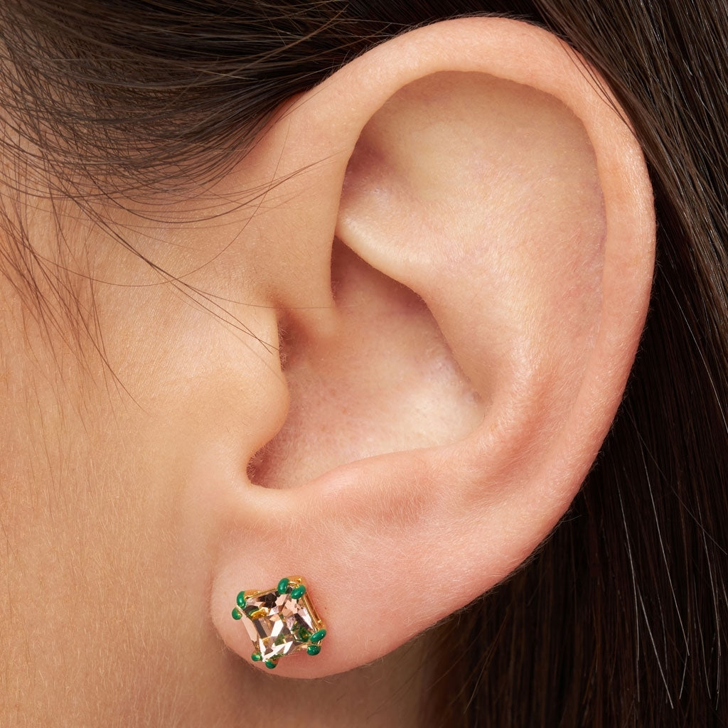 LULU Copenhagen Gala Crystal Bling ørering 1 stk Ear stud, 1 pcs Vintage Rose/Green
