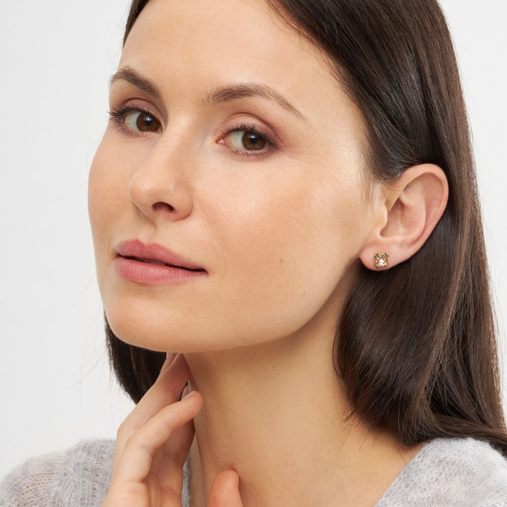 LULU Copenhagen Gala Crystal Bling ørering 1 stk Ear stud, 1 pcs Vintage Rose/Green