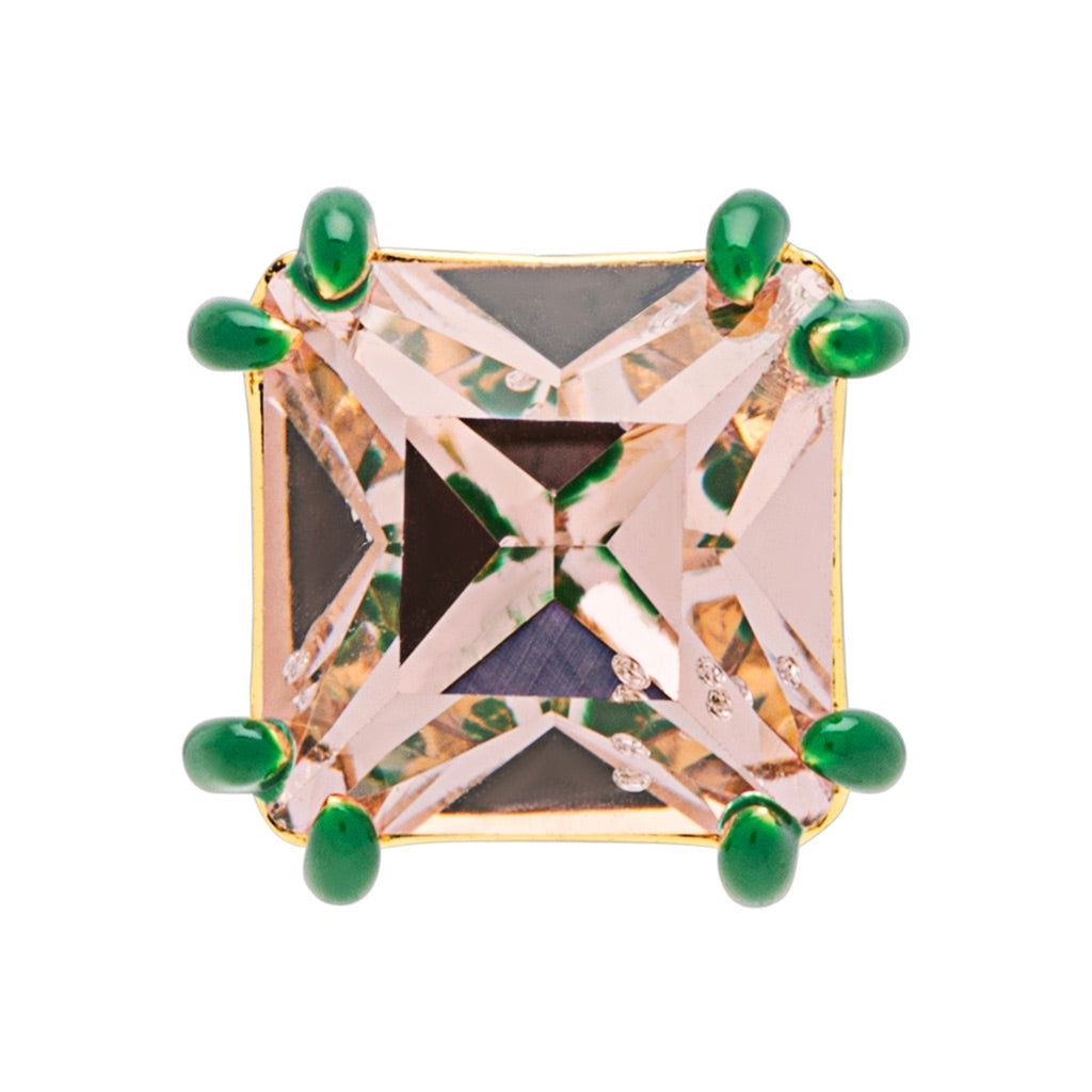 LULU Copenhagen Gala Crystal Bling ørering 1 stk Ear stud, 1 pcs Vintage Rose/Green