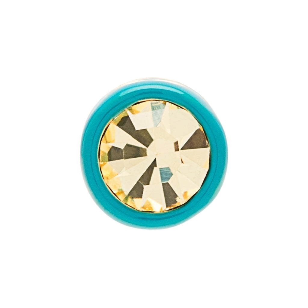 LULU Copenhagen Gala Crystal Round ørering 1 stk Ear stud, 1 pcs Jonquil/Retro Blue