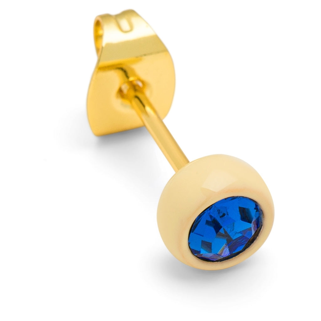 LULU Copenhagen Gala Crystal Round ørering 1 stk Ear stud, 1 pcs Sapphire/Soft Yellow