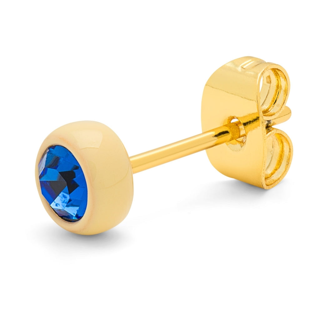 LULU Copenhagen Gala Crystal Round ørering 1 stk Ear stud, 1 pcs Sapphire/Soft Yellow