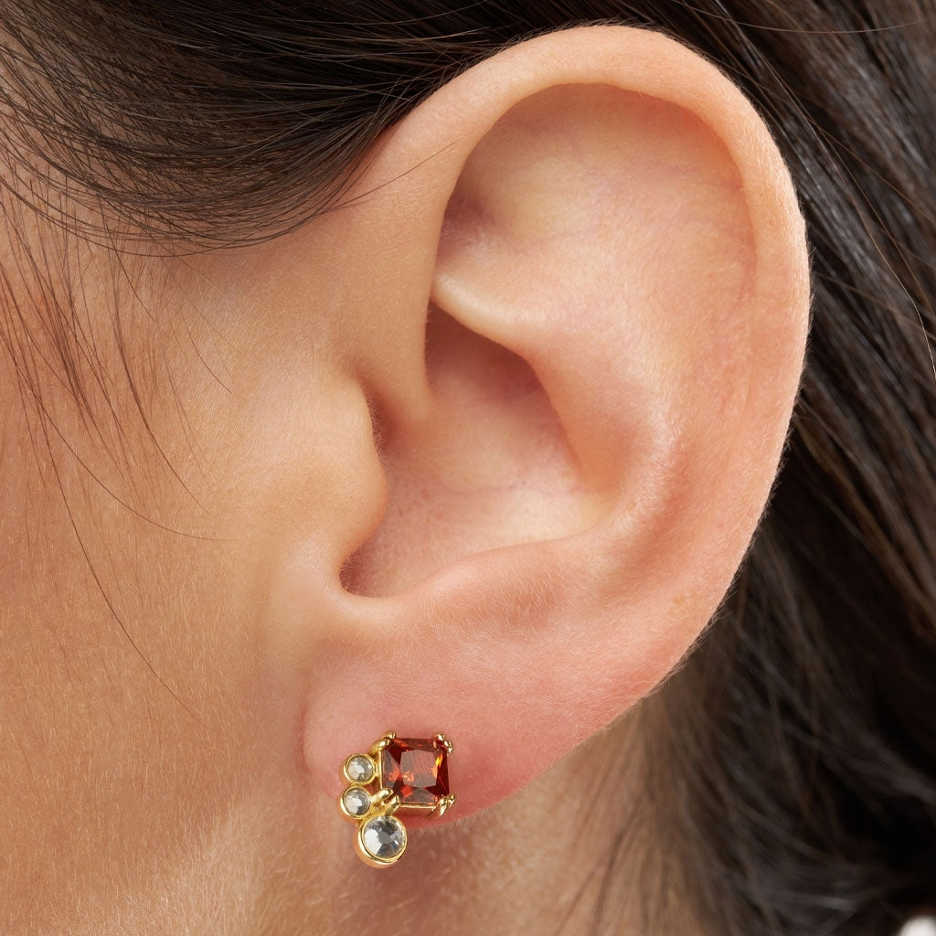 LULU Copenhagen Gala Red Bling Left forgyldt ørering 1 stk Ear stud, 1 pcs Forgyldt