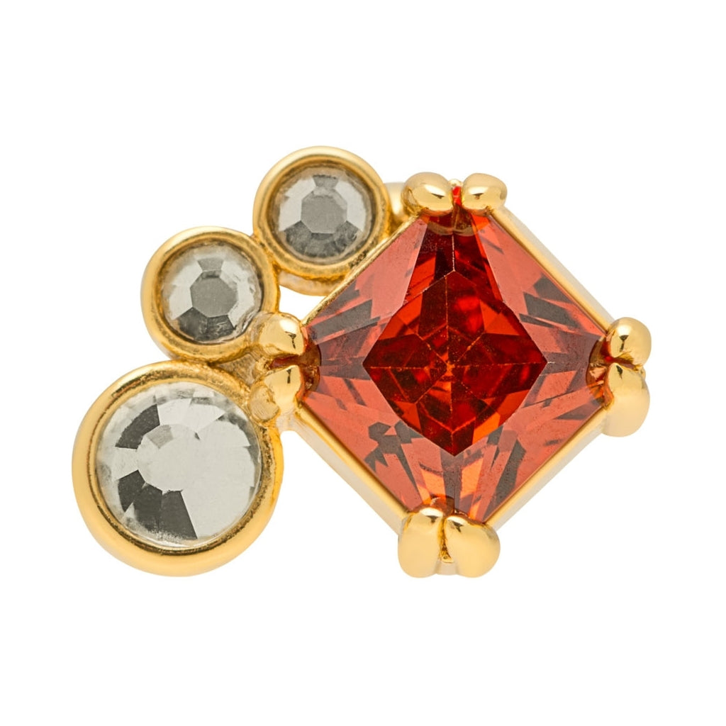 LULU Copenhagen Gala Red Bling Left forgyldt ørering 1 stk Ear stud, 1 pcs Forgyldt