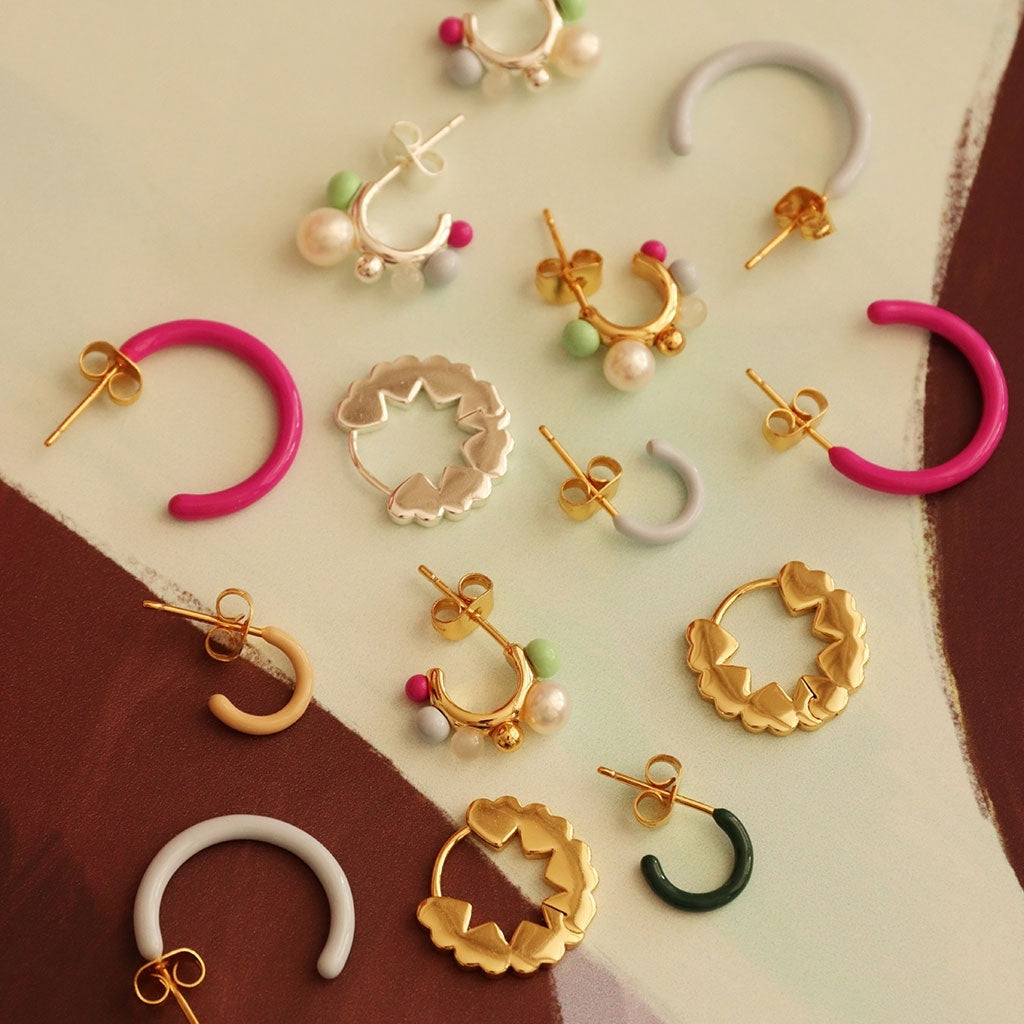 LULU Copenhagen Heart Hoops Sæt Hoops Silver Plated