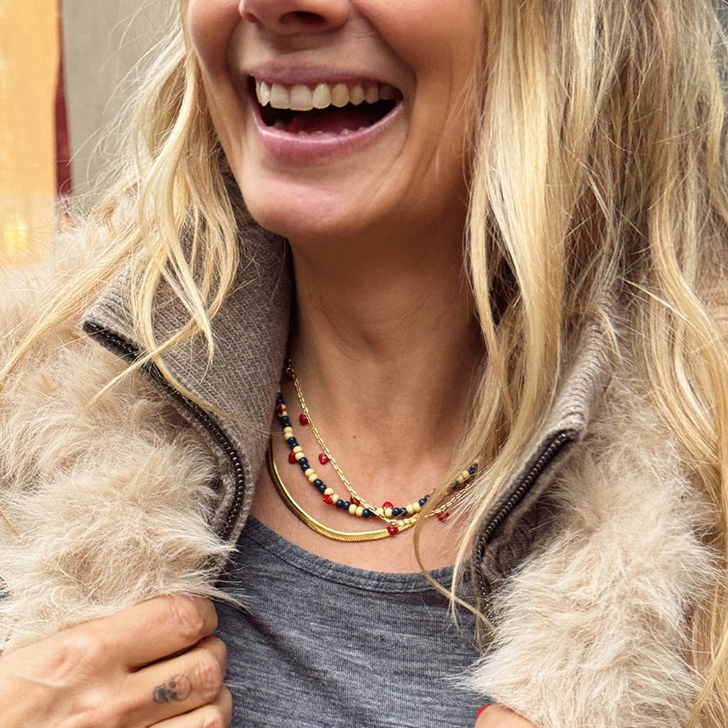 LULU Copenhagen Love U Halskæde forgyldt Necklaces Passion Red