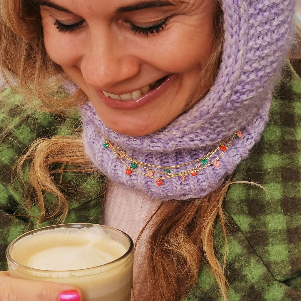 LULU Copenhagen Love U Halskæde forgyldt Necklaces Rød