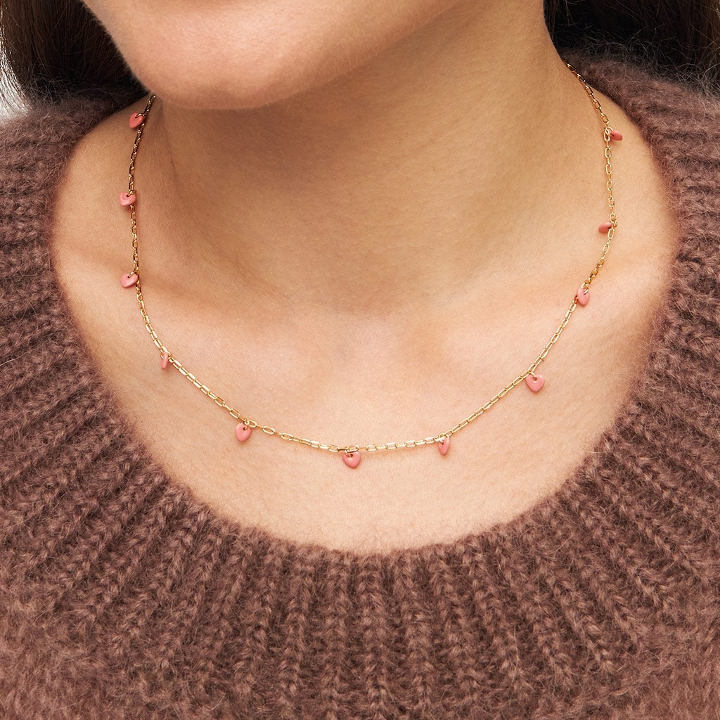 LULU Copenhagen Love U Halskæde forgyldt Necklaces Burnt Coral