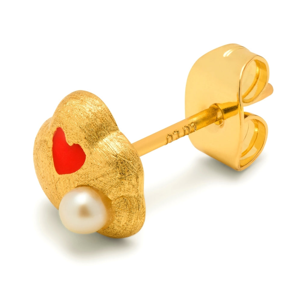 LULU Copenhagen Magic Stone Heart ørering 1 stk Ear stud, 1 pcs Forgyldt