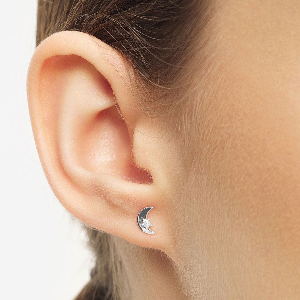 LULU Copenhagen Moon & Star ørering 1 stk Ear stud, 1 pcs Sølv