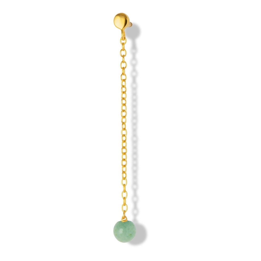 LULU Copenhagen Natural Stone Chain ørering 1 stk Ear stud, 1 pcs Lysegrøn