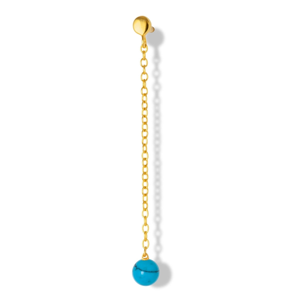LULU Copenhagen Natural Stone Chain ørering 1 stk Ear stud, 1 pcs Turkis