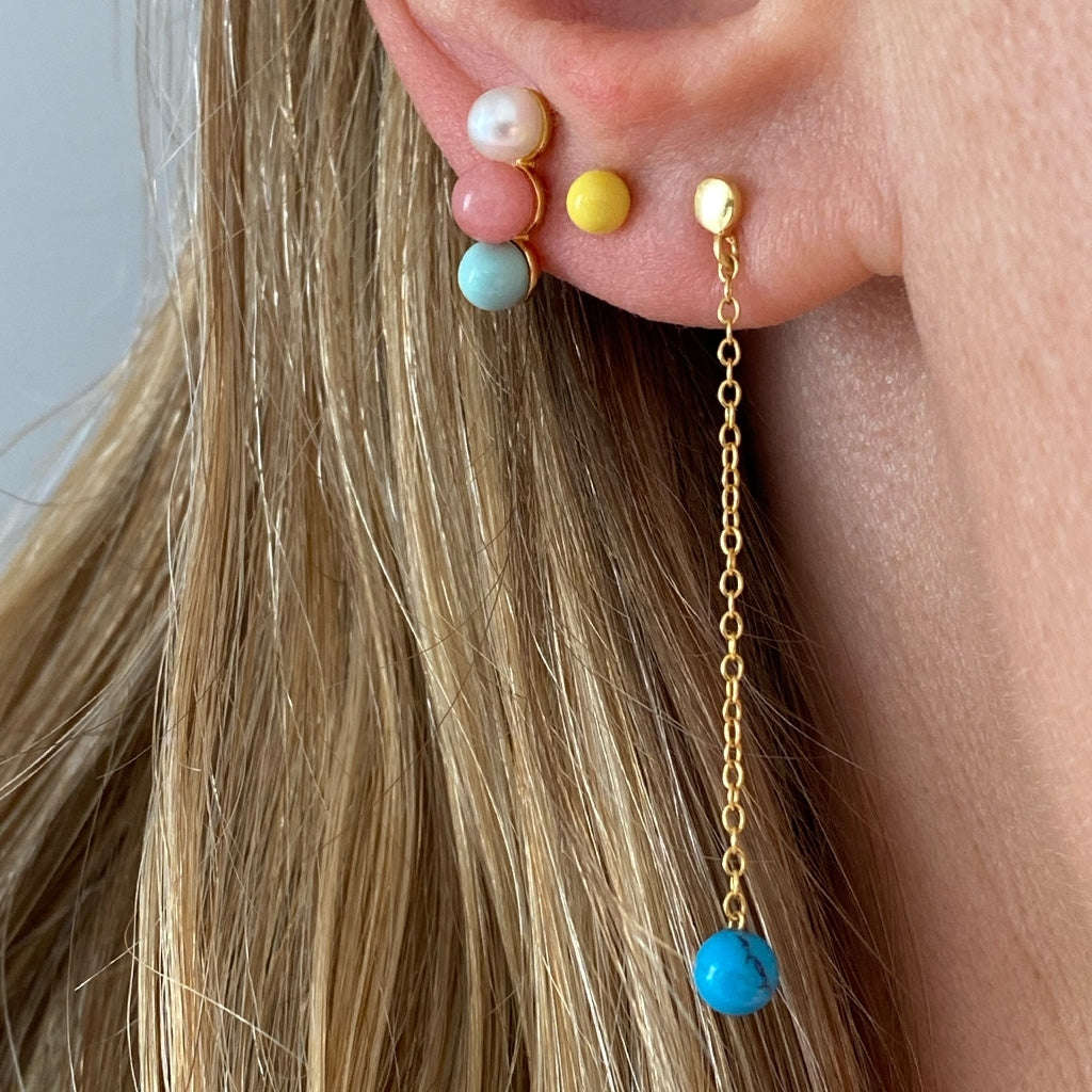 LULU Copenhagen Natural Stone Chain ørering 1 stk Ear stud, 1 pcs