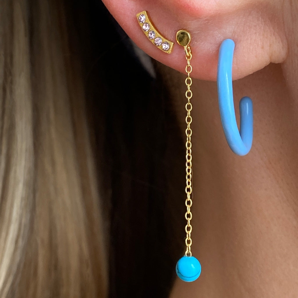 LULU Copenhagen Natural Stone Chain ørering 1 stk Ear stud, 1 pcs