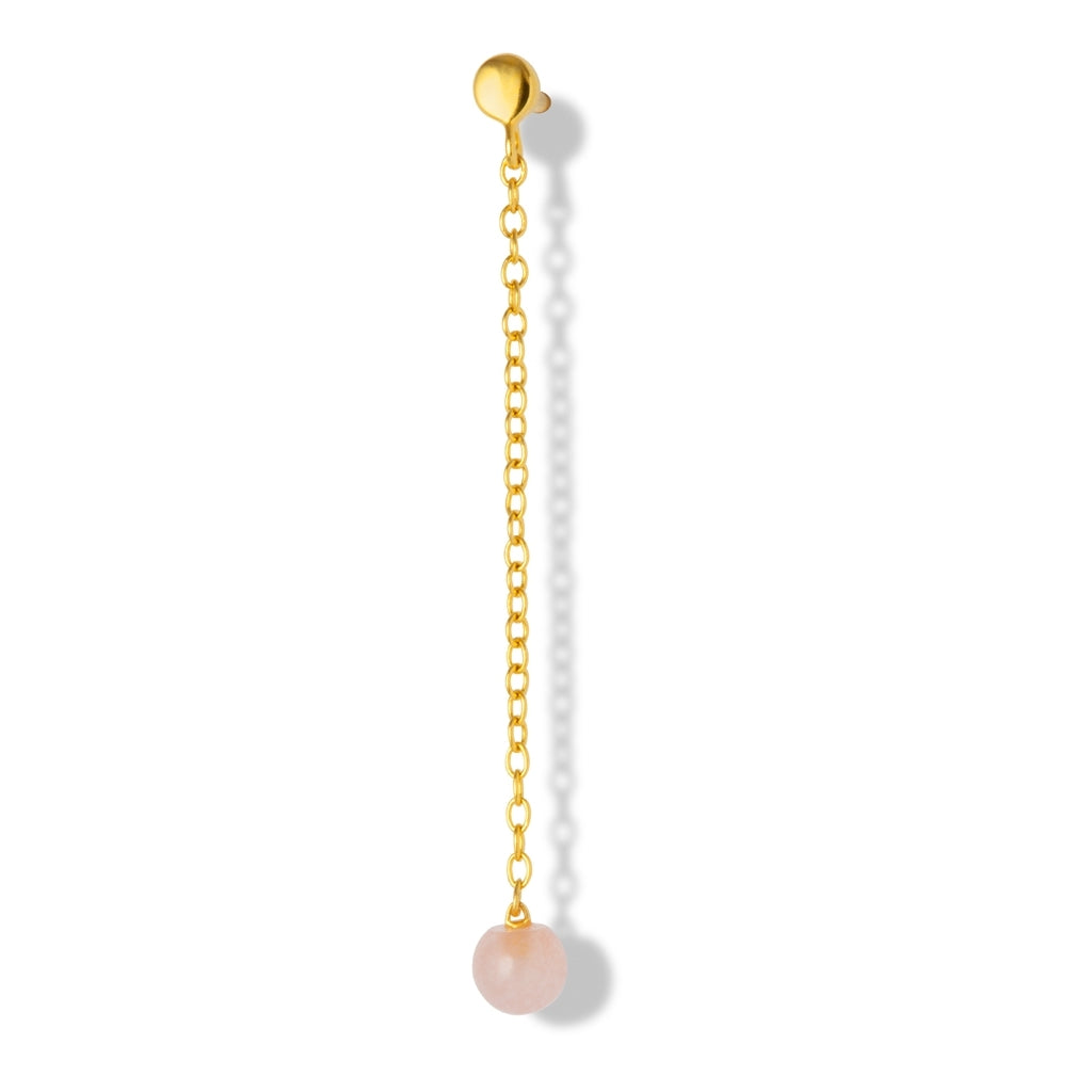 LULU Copenhagen Natural Stone Chain ørering 1 stk Ear stud, 1 pcs Rosa