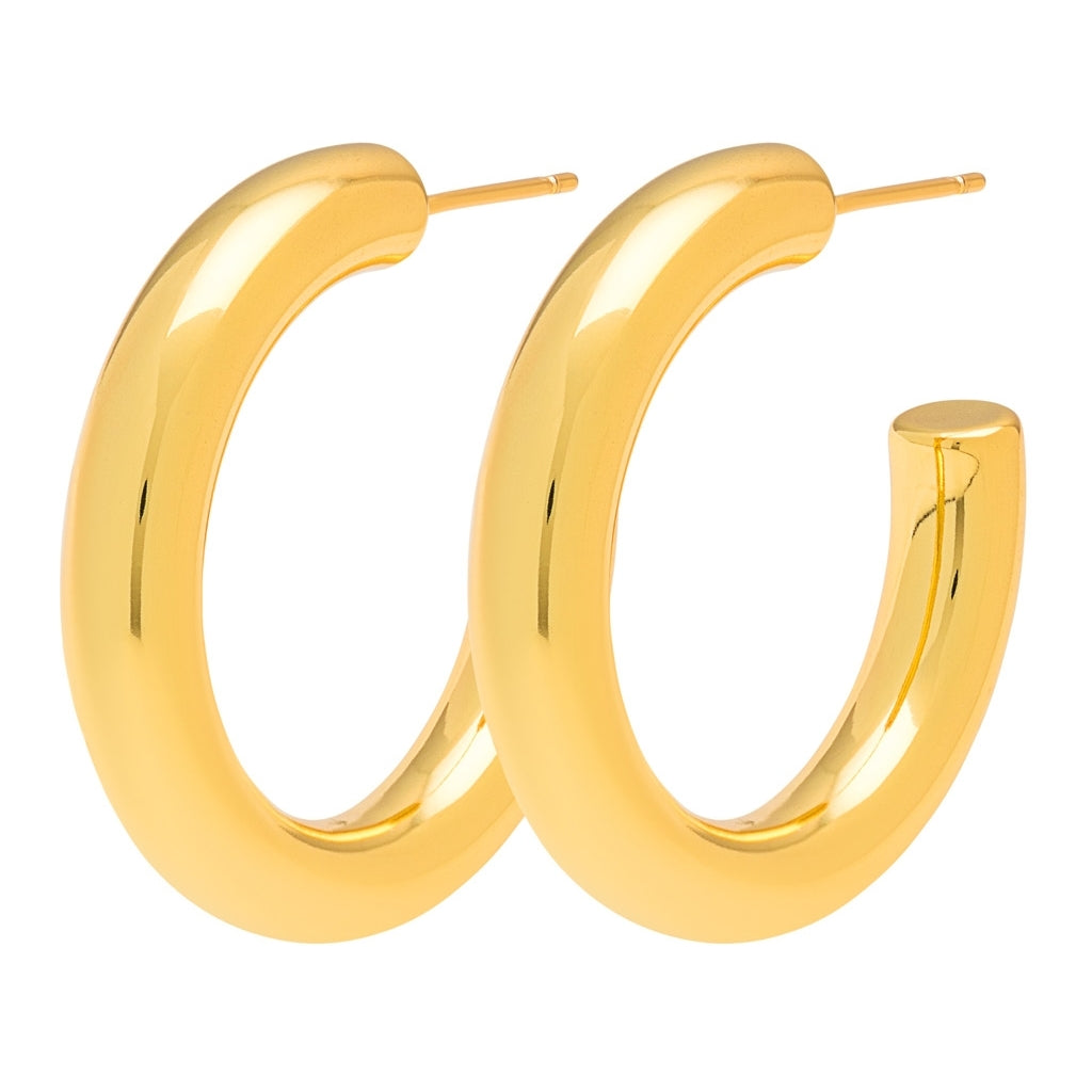 LULU Copenhagen Non Hoops Chunky Medium par poleret Hoops Forgyldt