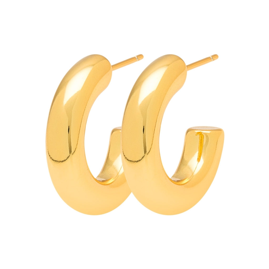 LULU Copenhagen Non Hoops Chunky Small par poleret Hoops Forgyldt