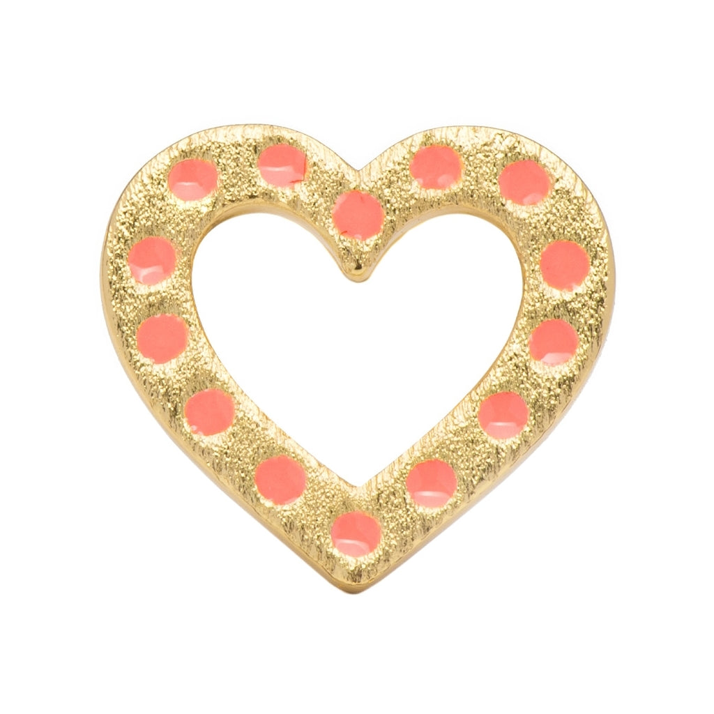 LULU Copenhagen OMG Heart ørering 1 stk forgyldt Ear stud, 1 pcs Orange/Coral