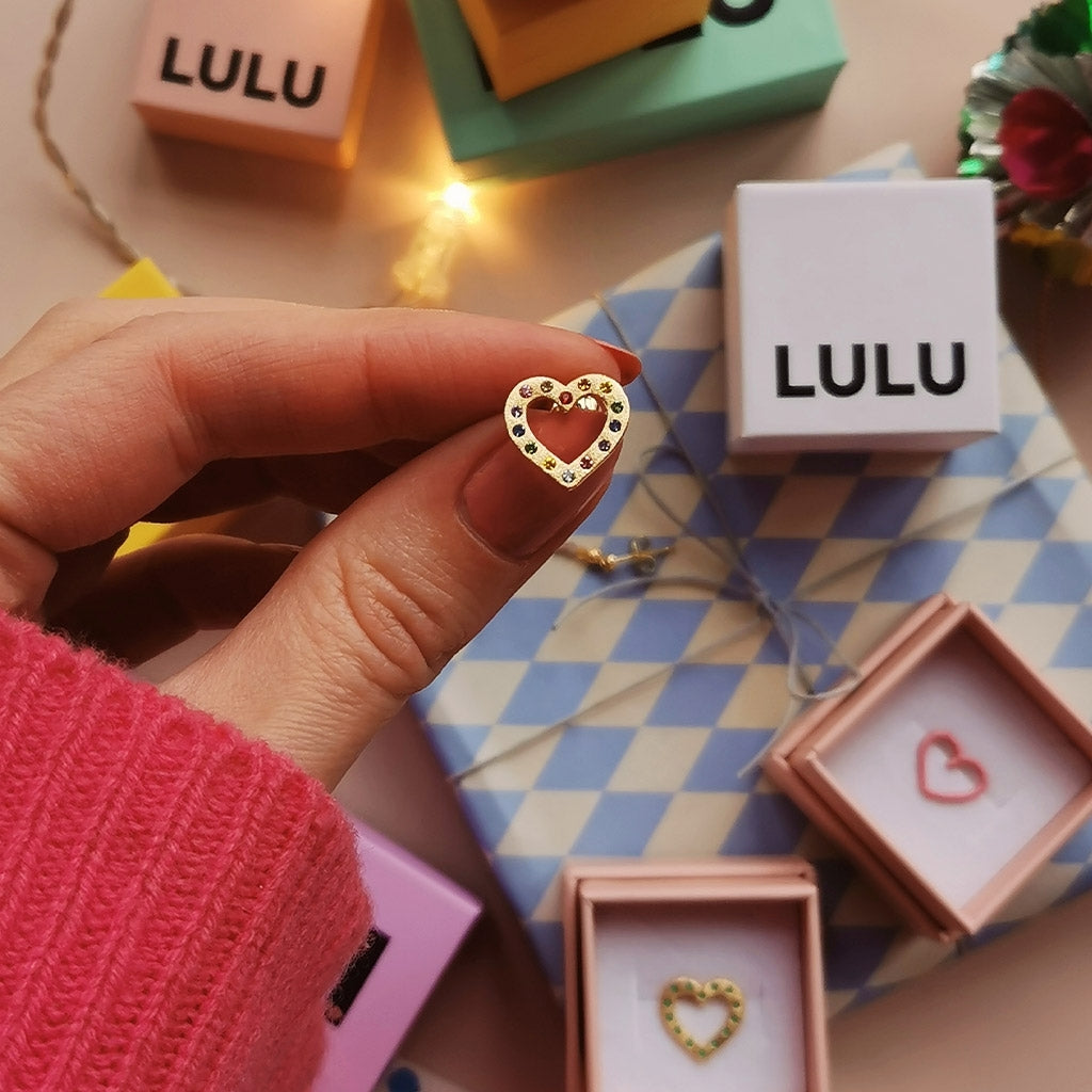 LULU Copenhagen OMG Heart 1 stk forsølvet Ear stud, 1 pcs Rainbow