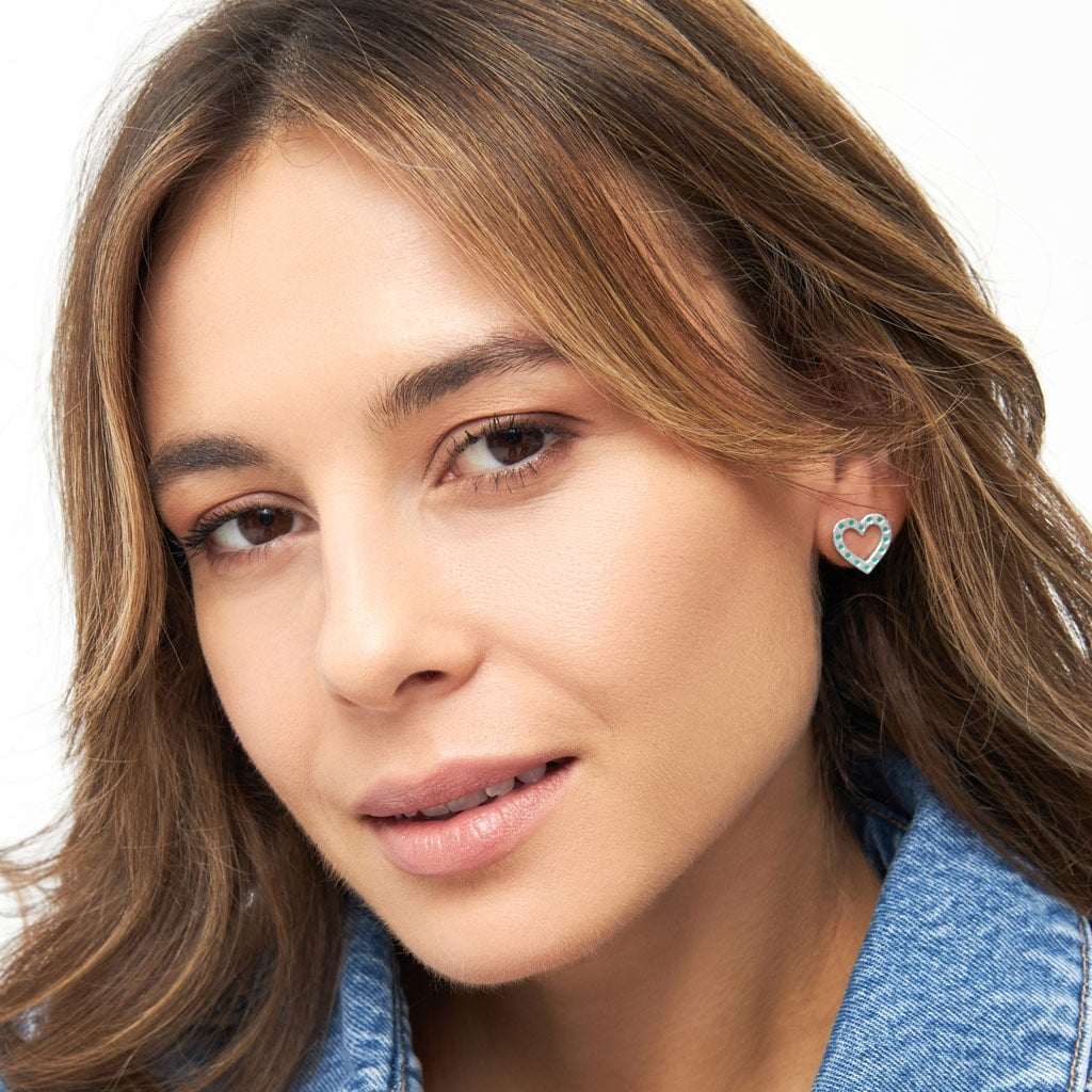 LULU Copenhagen OMG Heart ørering 1 stk forsølvet Ear stud, 1 pcs Lysegrøn