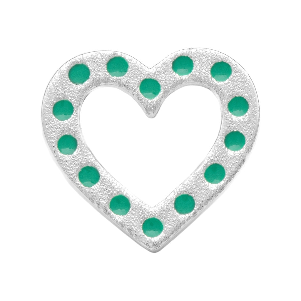 LULU Copenhagen OMG Heart ørering 1 stk forsølvet Ear stud, 1 pcs Lysegrøn