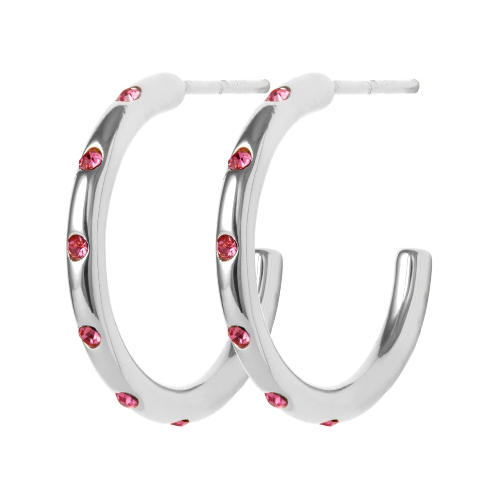 LULU Copenhagen OMG Hoops Medium par forsølvet Hoops Rosa