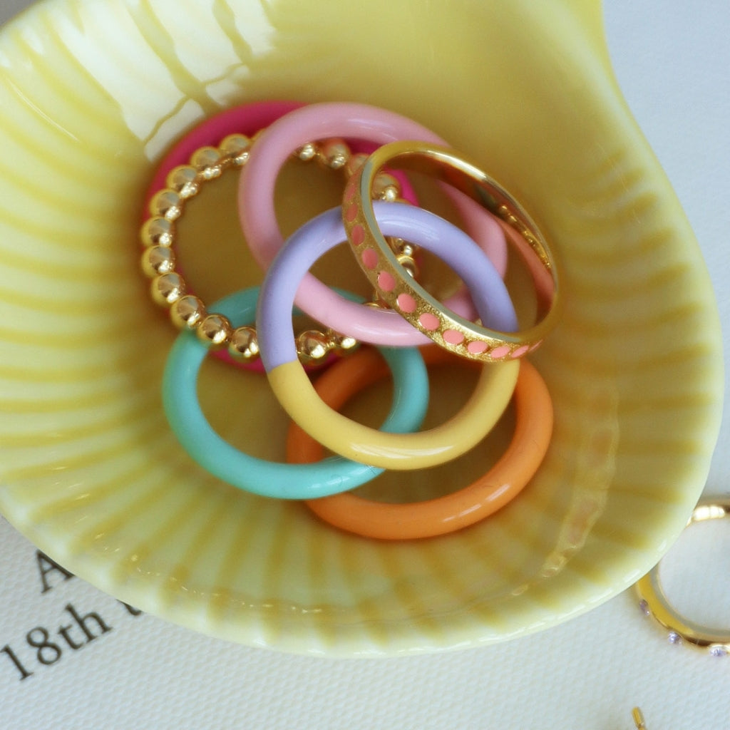 LULU Copenhagen Pattern Ring forgyldt Rings Burnt Coral