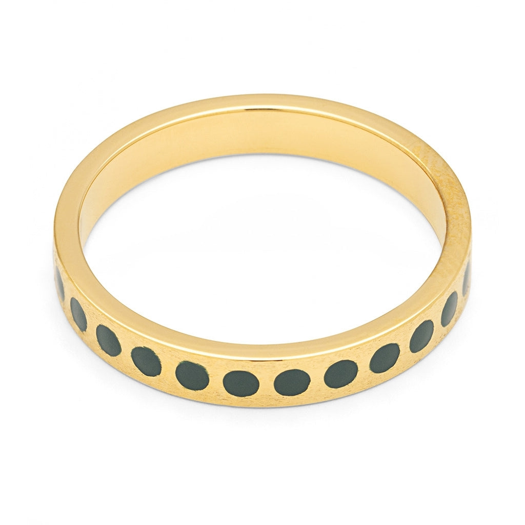 LULU Copenhagen Pattern Ring forgyldt Rings North Sea Green