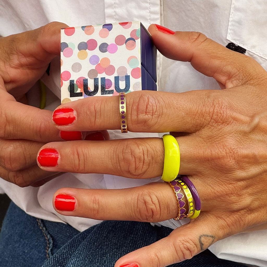 LULU Copenhagen Pattern Ring forgyldt Rings Wild Lime