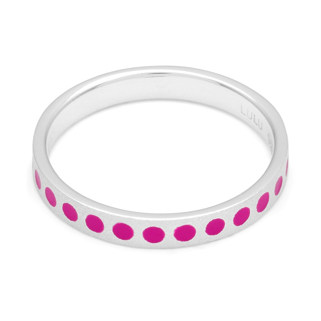 LULU Copenhagen Pattern Ring sølv Rings Electric Fuchsia Pink