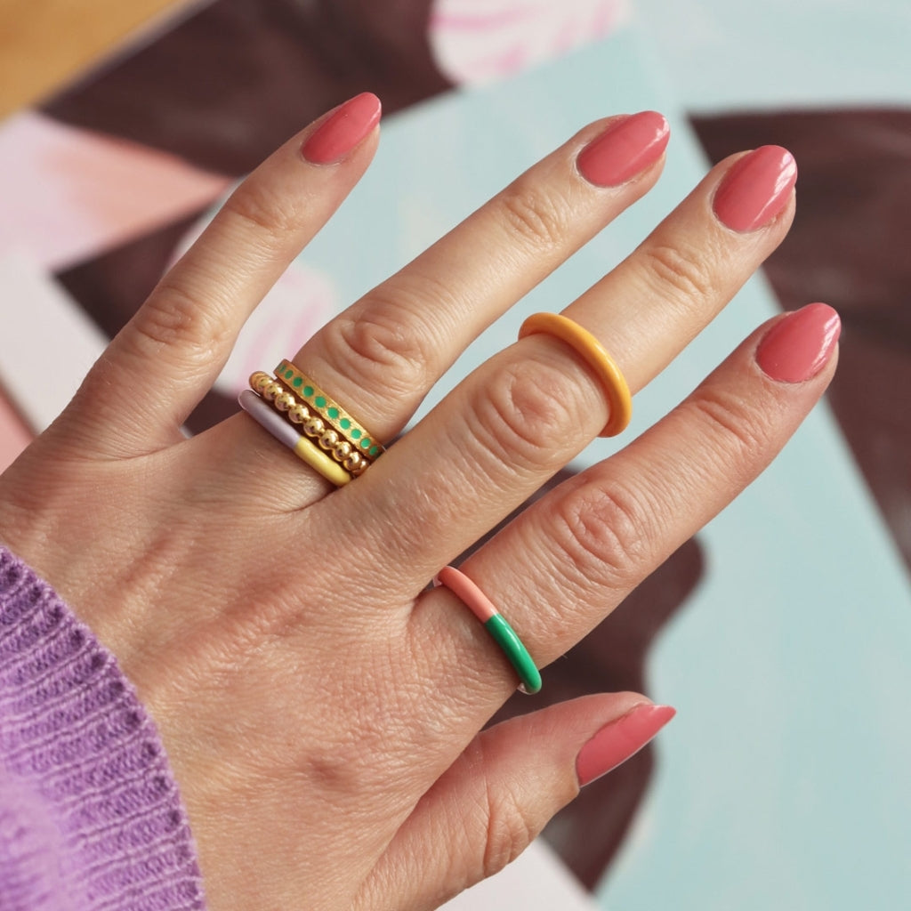 LULU Copenhagen Pattern Ring sølv Rings Wild Lime