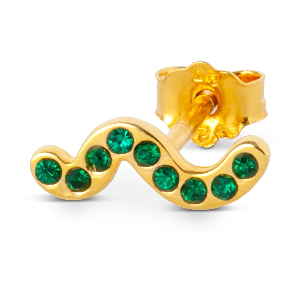 LULU Copenhagen Snaky ørering 1 stk forgyldt Ear stud, 1 pcs Grøn