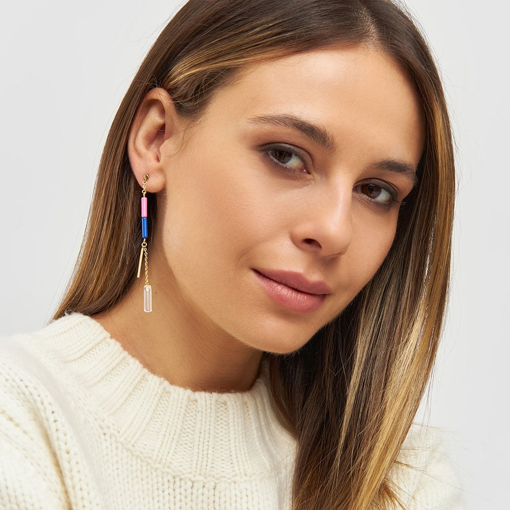 LULU Copenhagen Topping Long Crystal ørering 1 stk Ear stud, 1 pcs Forgyldt