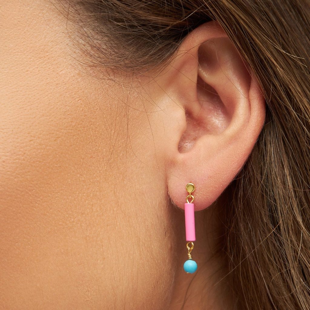 LULU Copenhagen Topping Short Pipe ørering 1 stk Ear stud, 1 pcs Pink